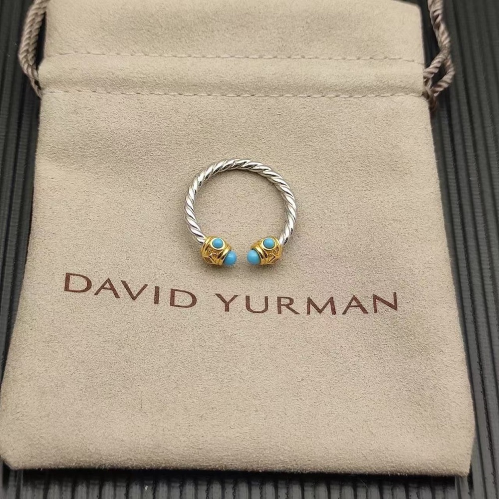David Yurman Renaissance Cable Turquoise Open Ring Sterling - Picture 2 of 4